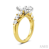 1 1/10 Ctw Marquise Shape Round Cut Diamond Semi-Mount Engagement Ring in 14K Yellow and White Gold