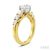 1 1/10 Ctw Round Shape Round Cut Diamond Semi-Mount Engagement Ring in 14K Yellow and White Gold