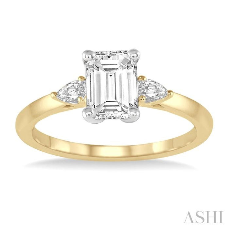 1/5 Ctw Pear Cut Diamond Semi-Mount Engagement Ring in 14K Yellow and White Gold