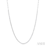 2 5/8 Ctw Round Cut Diamond Paperclip Chain Tennis Necklace in 14K White Gold