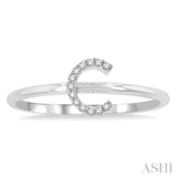1/20 Ctw Initial 'C' Round Cut Diamond Fashion Ring in 10K White Gold