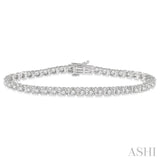 3 Ctw Round Cut Diamond Tennis Tulip Bracelet in 14K White Gold