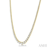 10 Ctw Riviera Round Cut Diamond Necklace in 14K Yellow Gold