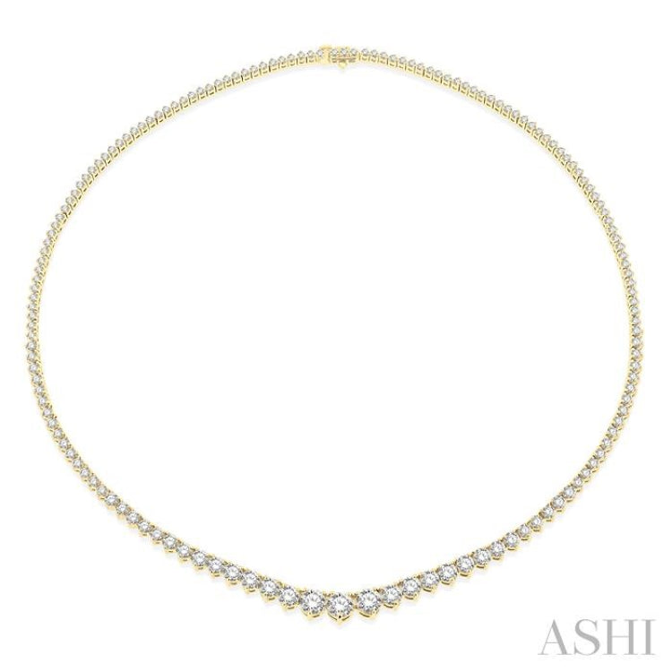 10 Ctw Riviera Round Cut Diamond Necklace in 14K Yellow Gold