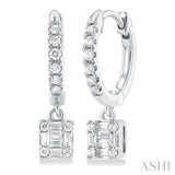 1/3 Ctw Petite Square Shape Fusion Diamond Fashion Huggies in 10K White Gold