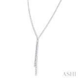 3 Ctw Open-End Y-Shape Round Cut Diamond Lariat Necklace in 14K White Gold