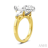 1 1/10 Ctw Marquise Shape Trillion and Round Cut Diamond Semi-Mount Engagement Ring in 14K Yellow and White Gold