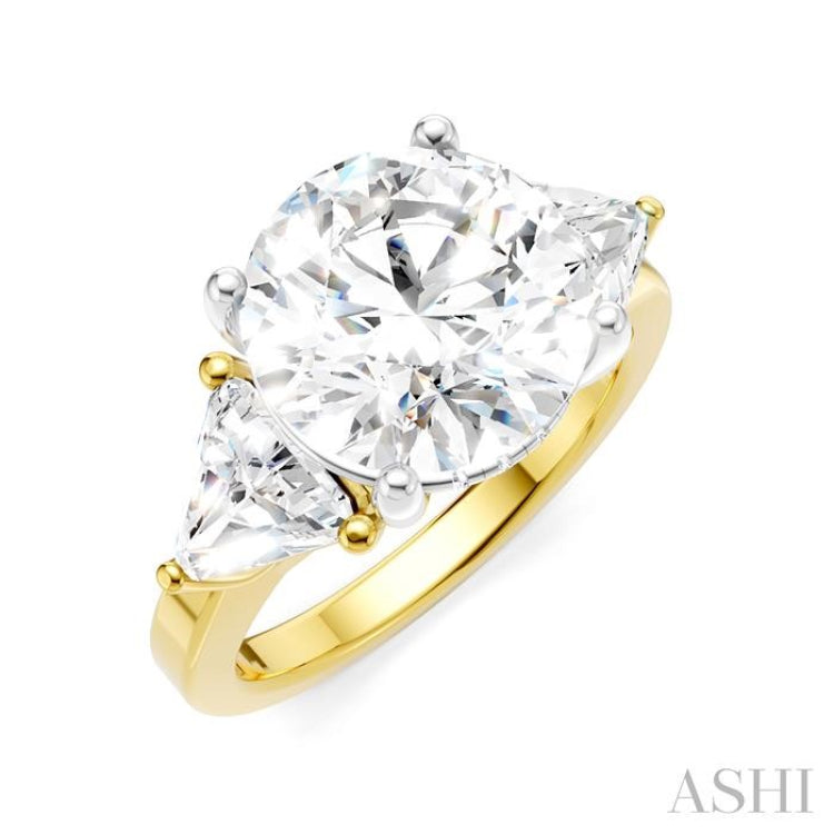 1 1/10 Ctw Circular Shape Trillion and Round Cut Diamond Semi-Mount Engagement Ring in 14K Yellow and White Gold