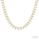 3/4 Ctw Star Spikes Round Cut Diamond Fashion Necklace in 14K Yellow Gold