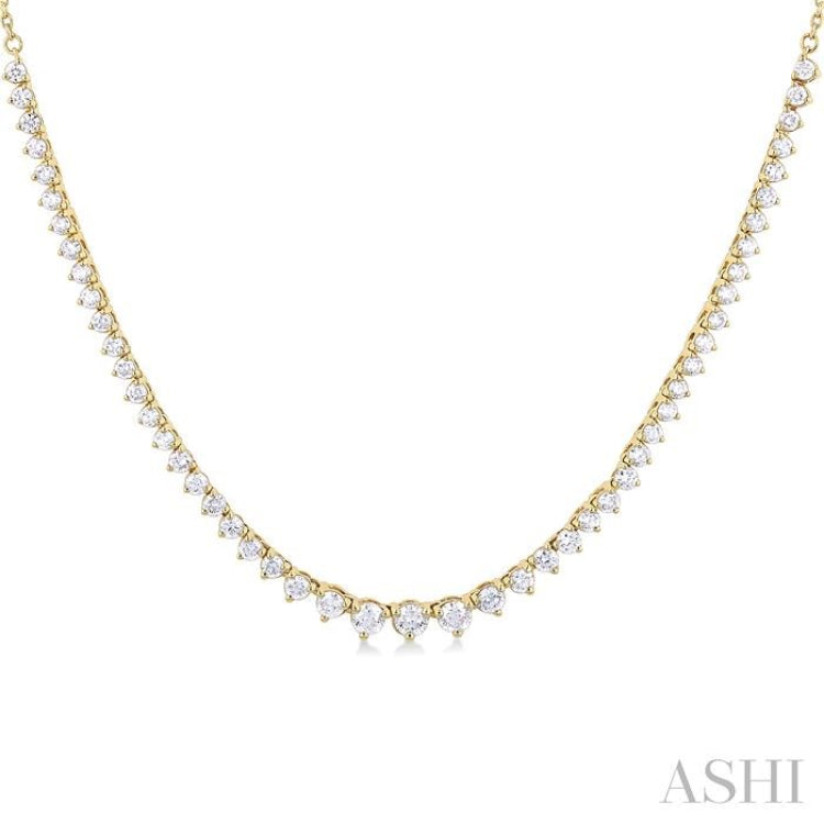 1 3/4 Ctw Halfway Graduated Round Cut Diamond Riviera Necklace in 14K Yellow Gold