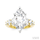 1 1/4 Ctw Marquise Shape Oval and Round Cut Diamond Semi-Mount Engagement Ring in 14K Yellow and White Gold