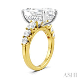 1 1/4 Ctw Emerald Shape Round Cut Diamond Semi-Mount Engagement Ring in 14K Yellow and White Gold