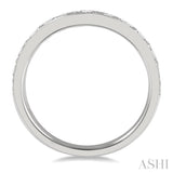 3/4 ctw Curved Center Milgrain Border Round Cut Diamond Wedding Band in 14K White Gold