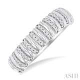 1/6 Ctw Ribbed Round Cut Diamond Fashion Ring in 10K White Gold