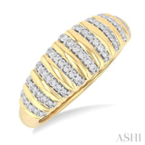 1/5 Ctw Ribbed Dome Shape Round Cut Diamond Fashion Ring in 14K Yellow Gold