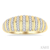 1/5 Ctw Ribbed Dome Shape Round Cut Diamond Fashion Ring in 14K Yellow Gold