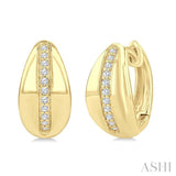 1/6 Ctw Round Cut Golden Glow Diamond Bold Fashion Hoop Earrings in 10K Yellow Gold