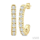 1/4 Ctw Petite Round Cut Diamond Fashion Half Hoop Earrings in 10K Yellow Gold
