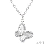 1/10 Ctw Butterfly Fluted Medallion Round Cut Diamond Pirouette Pendant With Chain in Sterling Silver