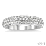1/2 Ctw Triple Row Pave Set Round Cut Diamond Wedding Band in 14K White Gold