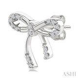 1/10 Ctw Bow Round Cut Diamond Fashion Earrings in Sterling Silver