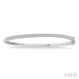 1 1/2 Ctw Round Cut Diamond Stackable Bangle in 14K White Gold