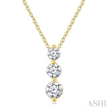 1/2 Ctw Round Cut Diamond Three-Stone Snowman Pendant With Chain in 14K Yellow Gold