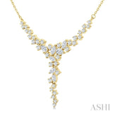 1 Ctw Waterfall Mixed Cut Diamond Scatter Necklace in 14K Yellow Gold
