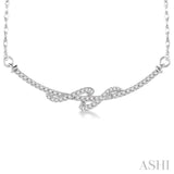 1/4 Ctw Round Cut Diamond Swirl Necklace in 10K White Gold with Chain