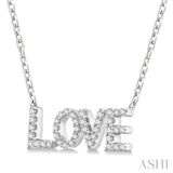 1/6 Ctw 'LOVE' Block Round Cut Diamond Necklace in 10K White Gold