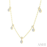 7/8 Ctw Lovebright Princess and Round Cut Diamond Paperclip Station Necklace in 14K Yellow and White Gold