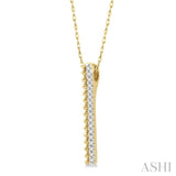 1/6 Ctw Circular Bead & Round Cut Bead Bijoux Diamond Bar Pendant With Chain in 14K Yellow Gold