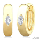 1/6 Ctw Marquise Shape Diamond Petite Huggie Earrings in 10K Yellow Gold