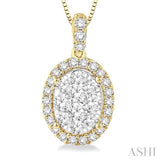1/3 Ctw Oval Shape Diamond Lovebright Pendant in 14K Yellow and White Gold with Chain