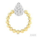 1/4 Ctw Round Cut Diamond Bead Shank Pear Shape Lovebright Earrings in 10K Yellow and White Gold