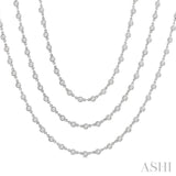 10.00 ctw Bezel Set Round Cut Diamond Layered 60-Inch Necklace in 14K White Gold