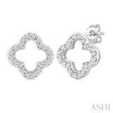 1/6 Ctw Petite Clover Round Cut Diamond Fashion Stud Earrings in 10K White Gold