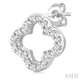 1/6 Ctw Petite Clover Round Cut Diamond Fashion Stud Earring in 10K White Gold