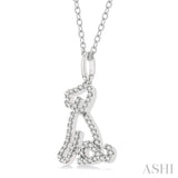 1/6 Ctw Petite Sitting Dog Round Cut Diamond Fashion Pendant With Chain in 10K White Gold