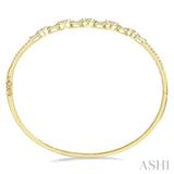 1 1/10 Ctw Lovebright Circular Mounts Baguette & Round Cut Diamond Bangle in 14K Yellow and White Gold