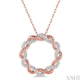 1/6 Ctw Entwined Round Cut Diamond Two Tone Fashion Pendant With Chain in 10K Rose Gold