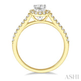 3/8 Ctw Diamond Ladies Engagement Ring with 1/4 Ct Oval Cut Center Stone in 14K Yellow and White Gold
