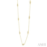 1/10 Ctw Marquise Mount Round Cut Diamond Station Necklace in 10K Yellow Gold
