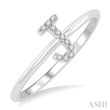 1/20 Ctw Initial 'J' Round Cut Diamond Fashion Ring in 10K White Gold
