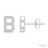 1/8 Ctw Initial 'B' Single Cut Diamond Earrings in 10K White Gold