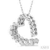 1/4 Ctw Diamond Journey Heart Pendant in 14K White Gold with chain