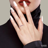 2.3 MM Ruby and 1/5 Ctw Round Cut Diamond Precious Wedding Band in 14K White Gold