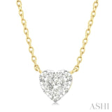 1/10 Ctw Lovebright Petite Heart Shape Round Cut Diamond Fashion Pendant With Chain in 10K Yellow Gold