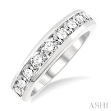 1 Ctw Channel Set Round Cut Diamond Wedding Band in 14K White Gold