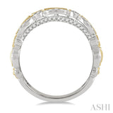 3/8 Ctw Two Tone Geometric Rows Round Cut Diamond Fashion Band in 14K White and Yellow Gold